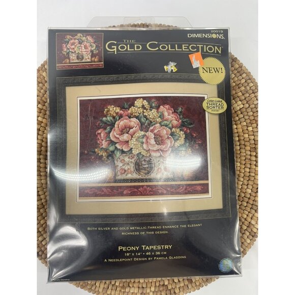 Dimensions Gold Collection Peony Needlepoint Kit Pamela Gladding NIP 20019 - Picture 1 of 11